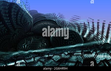 3d-Rendering von abstrakten geometrischen Komposition, digitale Kunstwerke Stockfoto