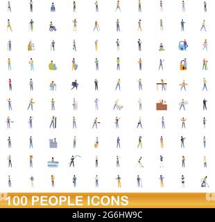 100 Personen Symbole gesetzt. Cartoon Illustration von 100 Personen Symbole Vektor auf weißem Hintergrund einstellen Stock Vektor
