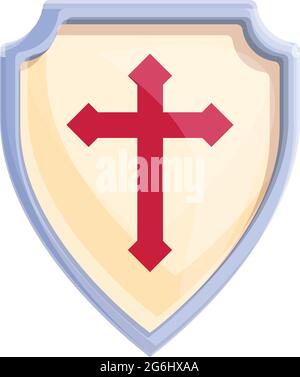 Cartoon-Vektor mit Symbol für Ritter-Schilde. Wappen aus Metall. Mittelalterliches Stahlschild Stock Vektor