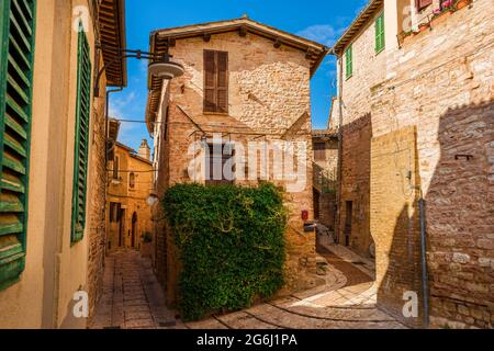 Spello charmante historische Zentrum Gasse in Umbrien Stockfoto