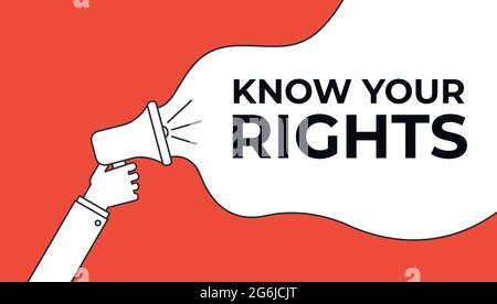 Megaphone Hand, Geschäftskonzept mit Text Know Your Rights, Vektordarstellung Stock Vektor