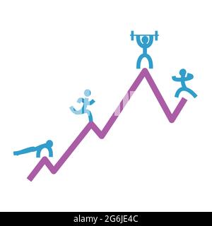 Die Zahlen werden entlang einer Diagrammlinie dargestellt Stock Vektor