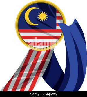 malaysia Flagge im Abzeichen Stock Vektor