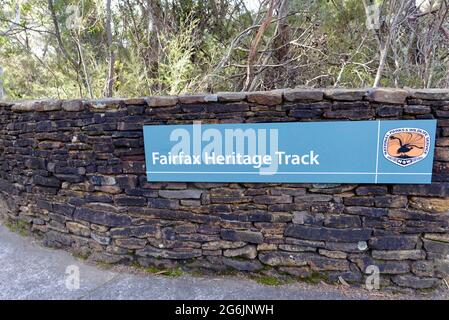 Ein Blick auf den Fairfax Heritage Track in den Blue Mountains von Australien Stockfoto