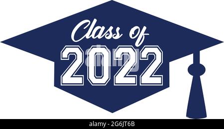 Grafik der blauen Abschlusskappe der Klasse 2022 Stock Vektor