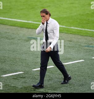 07. Juli 2021 - Italien gegen Spanien - UEFA Euro 2020 Halbfinale - Wembley - London Italien Cheftrainer Roberto Mancini Bildnachweis: © Mark Pain / Alamy Live News Stockfoto