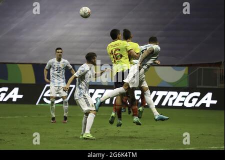 Brasilia, Distrito Federal, Brasilien. Juli 2021. (INT) Copa America Halbfinale: Argentinien und Kolumbien. 6. Juli 2021, Brasilia, Federal District, Brasilien: Fußballspiel zwischen Argentinien und Kolumbien, gültig für das Halbfinale von Copa America, das am Dienstag (6) im Mane Garrincha Stadion in Brasilia, Federal District, ausgetragen wird. Quelle: Leco Viana/TheNews2 Quelle: Leco Viana/TheNEWS2/ZUMA Wire/Alamy Live News Stockfoto