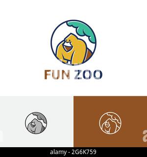 Logo Des Gorilla Fun Zoo Animal Jungle Rescue Wildlife Reserve Stock Vektor