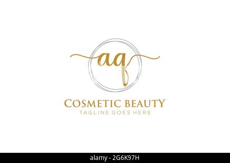 AQ feminine Logo Schönheit Monogramm und elegantes Logo-Design, Handschrift Logo der ursprünglichen Signatur, Hochzeit, Mode, Blumen und botanischen mit kreativen Stock Vektor