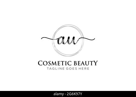 AU feminine Logo Schönheit Monogramm und elegantes Logo-Design, Handschrift Logo der ursprünglichen Signatur, Hochzeit, Mode, Blumen und botanischen mit kreativen Stock Vektor