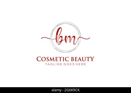 BM feminine Logo Schönheit Monogramm und eleganten Logo-Design, Handschrift Logo der ursprünglichen Signatur, Hochzeit, Mode, floral und botanisch mit kreativen Stock Vektor