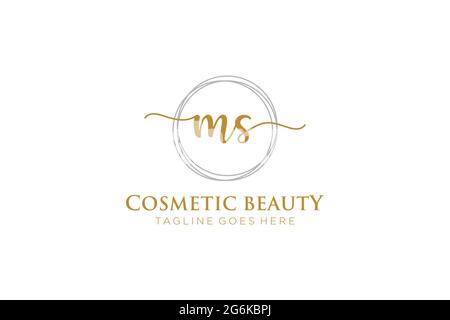 MS feminine Logo Schönheit Monogramm und eleganten Logo-Design, Handschrift Logo der ursprünglichen Signatur, Hochzeit, Mode, Blumen und botanischen mit kreativen Stock Vektor