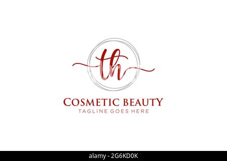 TH feminine Logo Schönheit Monogramm und elegantes Logo-Design, Handschrift Logo der ursprünglichen Signatur, Hochzeit, Mode, Blumen und botanischen mit kreativen Stock Vektor