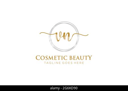 VN feminine Logo Schönheit Monogramm und elegantes Logo-Design, Handschrift Logo der ursprünglichen Signatur, Hochzeit, Mode, Blumen und botanischen mit kreativen Stock Vektor