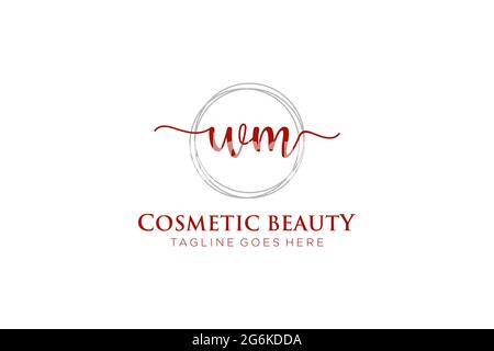 WM feminine Logo Schönheit Monogramm und elegantes Logo-Design, Handschrift Logo der ursprünglichen Signatur, Hochzeit, Mode, Blumen und botanischen mit kreativen Stock Vektor