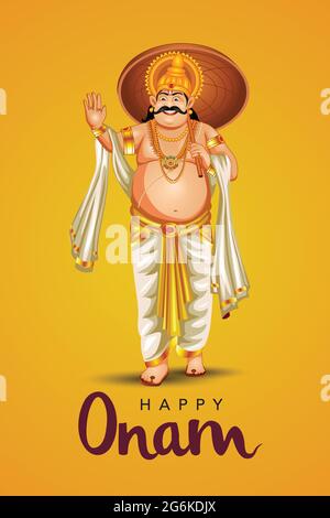 mahabali oder maveli, Kerala alter König. Er kommt jedes Jahr zu onam-Feiern. Stock Vektor