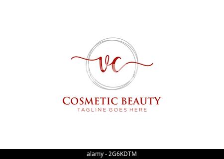 VC feminine Logo Schönheit Monogramm und elegantes Logo-Design, Handschrift Logo der ursprünglichen Signatur, Hochzeit, Mode, floral und botanisch mit kreativen Stock Vektor