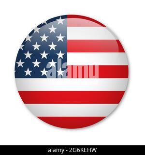 Schaltfläche „Usa Flag Glossy“. Vektorgrafik Stock Vektor