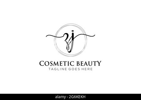 ZJ feminine Logo Schönheit Monogramm und elegantes Logo-Design, Handschrift Logo der ursprünglichen Signatur, Hochzeit, Mode, Blumen und botanischen mit kreativen Stock Vektor