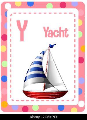 Alphabet Flashcard mit Buchstabe Y für Yacht Illustration Stock Vektor