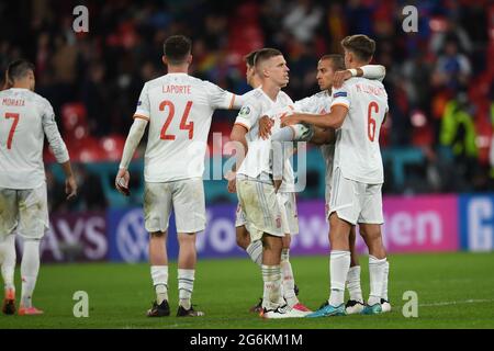 London, England. 06. Juli 2021 Strafgeld (Spanien) während des UEFA 'European Championship 2020 Semifinals-Spiels zwischen Italien 5-3 Spanien im Wembley-Stadion am 06. Juli 2021 in London, England. Quelle: Maurizio Borsari/AFLO/Alamy Live News Stockfoto