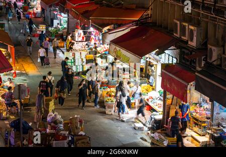 Wanchai Outdoor Nassmarkt, Hongkong, China. Stockfoto