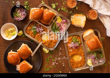 Pav Bhaji, Indian Street Food, Bharuch, Gujarat, Indien Stockfoto