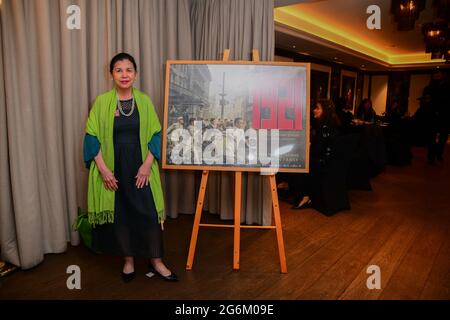 Mayfair Hotel, London, Großbritannien. 6. Juli 2021, Meisim lai , DL Queens Representative nimmt an der UK Film Premiere Teil: Der chinesische Patriotische „1921“, der die Kommunistische Partei Chinas feiert, hat zum Geburtstag „Chinesischer Film „1921“, der die Geschichte der Gründung der KPCh wiederaufruft“, 2 Millionen Eröffnungstag zurückgebracht und Hollywood-Veröffentlichungen wie „Cruella“, „A Quiet Place Part II“ und „Peter Rabbit“ übertroffen. Von Trinity Film im Mayfair Hotel, am 6. Juli 2021, London, Großbritannien. In der Premiere von 1921 hat Trinity Cine Asia mit der Global Blockchain Stock Exchange unterzeichnet, um die digitale Zukunft des Kinos zu sichern. Stockfoto