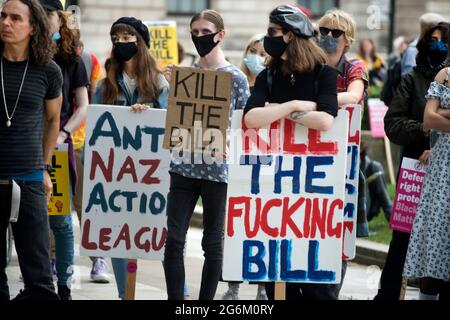 Westminster, London. Tötet die Bill-Kundgebung und Demonstration. Stockfoto