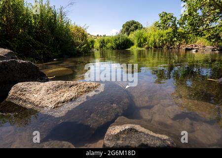 Ein Tina (AKA ein Notera) eine natürliche Wasserquelle in den Golanhöhen, Israel. Der größte Teil des Wassers wird von lokalen Bauern und Kibbuzim für irrig gesammelt Stockfoto