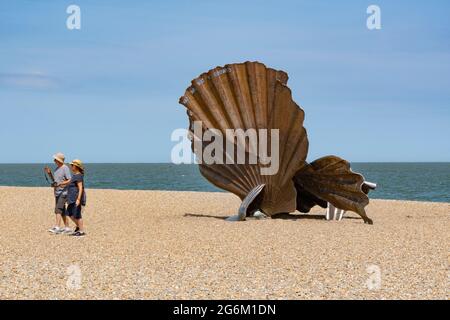 Aldeburgh Muschelskulptur, Suffolk, UK, eine Hommage an den Komponisten Benjamin Britten Stockfoto