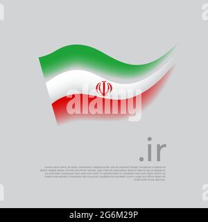 Iranische Flagge. Streifenfarben der iranischen Flagge auf weißem Hintergrund. Vektor stilisiertes Design National Poster mit bei Domain, Platz für Text. Status Stock Vektor