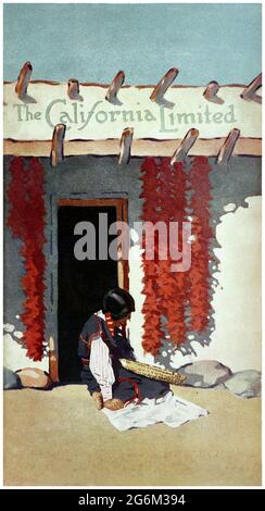 The California Limited Santa Fe. Siebzehnte Saison, 1911-1912. Künstler unbekannt. Restauriertes Vintage-Poster, das 1911 in den USA veröffentlicht wurde. Stockfoto