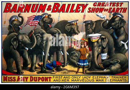 Barnum & Bailey Greatest Show on Earth. Miss Amy Dupont. Restauriertes Vintage-Poster, das 1915 in den USA veröffentlicht wurde. Stockfoto