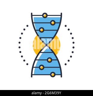 DNA-Symbol. DNA-Symbol auf weißem Hintergrund isoliert. Designelemente, farbig. Element für mobile Konzepte und Web-Apps. Vektorgrafik im flachen Stil. Stock Vektor