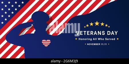 Alles gute zum Veteranen-Tag. Veterans Day. Flache Abbildung. Flaches Vektordesign. Veterans Day. Ehrt alle, die gedient haben. November 11 Stock Vektor