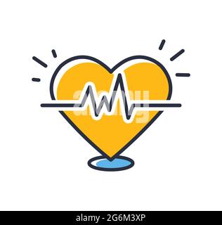 Herzschlagsymbol. Herzpulsmonitor mit isoliertem Signal auf weißem Hintergrund. Designelemente, farbig. Element für mobile Konzepte und Web-Apps. Fla Stock Vektor