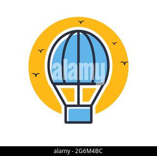 Symbol für Heißluftballon. Luftschiff und Luftballons Luftschiff isoliert auf weißem Hintergrund. Designelemente, farbig. Element für mobile Konzepte und Web-Apps. F Stock Vektor