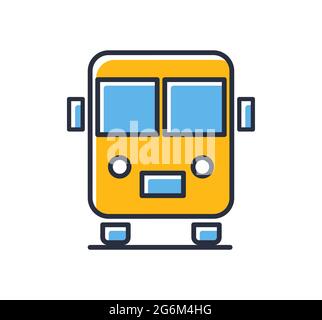 Bussymbol. Öffentliche Verkehrsmittel isoliert auf weißem Hintergrund. Designelemente, farbig. Element für mobile Konzepte und Web-Apps. Vektor mit flachem Design illustrr Stock Vektor