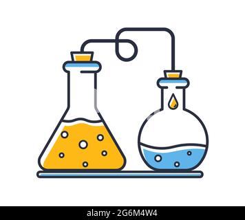 Destillationssymbol. Destillationskit isoliert auf weißem Hintergrund. Designelemente, farbig. Element für mobile Konzepte und Web-Apps. vecto in flacher Ausführung Stock Vektor