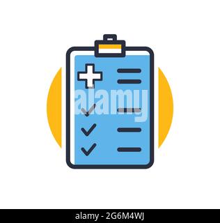 Symbol für die medizinische Karte. Patientenakte auf weißem Hintergrund isoliert. Designelemente, farbig. Element für mobile Konzepte und Web-Apps. Vektor mit flachem Stil Stock Vektor