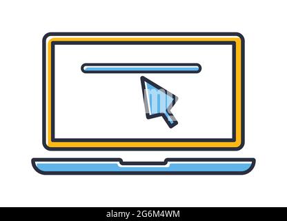 Laptop-Symbol. Computer auf weißem Hintergrund isoliert. Farbe der Designelemente. Kann für mobile Konzepte und Webanwendungen, soziale Netzwerke verwendet werden. Flach Stock Vektor