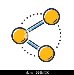 Symbol „Teilen“. Verbinden, Datenaustausch, Netzwerk isoliert auf weißem Hintergrund. Designelemente farbig. Kann für mobile Konzepte und Webanwendungen verwendet werden Stock Vektor