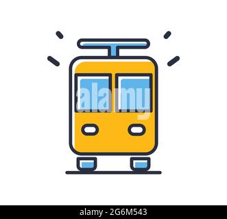 Trolleybus-Symbol. Stadtverkehr Schild isoliert auf weißem Hintergrund. Designelemente, farbig. Element für mobile Konzepte und Web-Apps. Flacher Style Stock Vektor