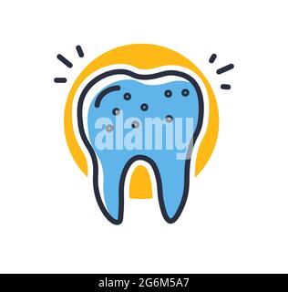 Zahnsymbol. Zahnkaries isoliert auf weißem Hintergrund. Designelemente, farbig. Element für mobile Konzepte und Web-Apps. Vektorgrafik im flachen Stil Stock Vektor