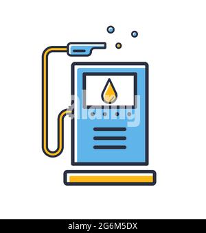 Tankstellensymbol. Tankschild isoliert auf weißem Hintergrund. Designelemente, farbig. Element für mobile Konzepte und Web-Apps. Vektor mit flachem Stil Stock Vektor
