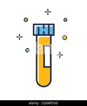 Symbol für Blutröhrchen. Röhrchen mit isoliertem Krankheitstest auf weißem Hintergrund. Designelemente, farbig. Element für mobile Konzepte und Web-Apps. Flacher V-Schnitt Stock Vektor