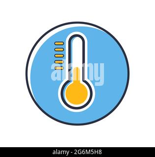 Thermometer-Vektor-Symbol. Temperatursymbol auf weißem Hintergrund isoliert. Designelemente, farbig. Element für mobile Konzepte und Web-Apps. Flacher Style Stock Vektor