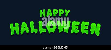 Halloween Kalligraphie auf Schwarz isoliert.Gruseliger gruseliger Schleim für Tapete. Textbanner. Party Einladung Konzept in traditionellen Farben.Website gespenstisch,B Stock Vektor