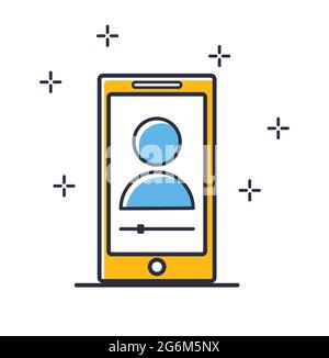 Online-Unterricht per Telefon-Symbol. Video auf weißem Hintergrund isoliert ansehen. Farbe der Designelemente. Kann für mobile Konzepte und Web-Anwendungen eingesetzt werden, Stock Vektor